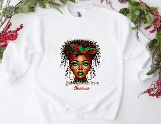 Christmas African-American girl just a girl who love Christmas ￼/DTF Transfer