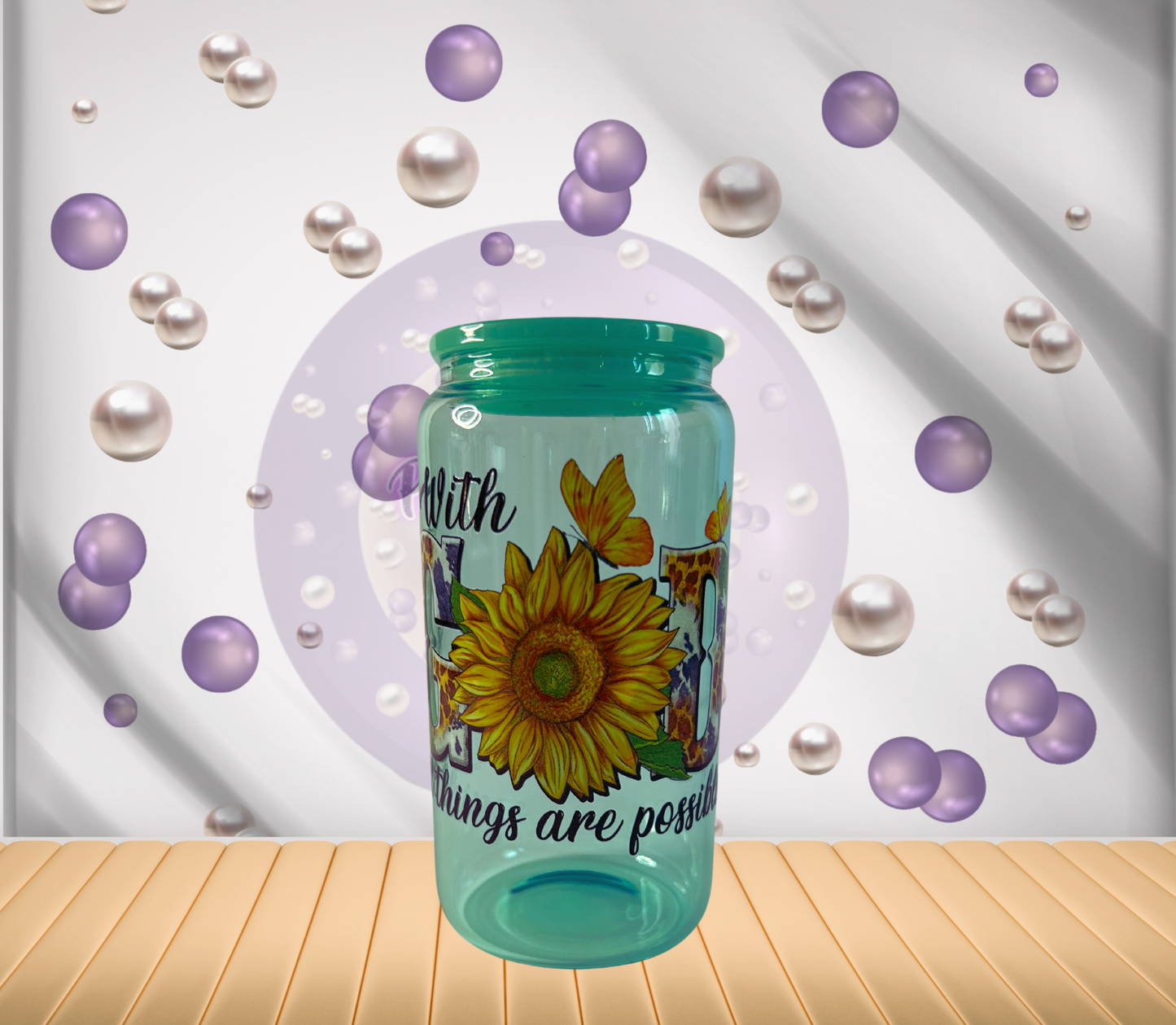 With God All Things Are Possible Sunflower Jelly Glass