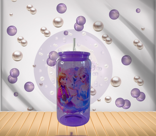 Purple Jelly Glass with Frozen Image